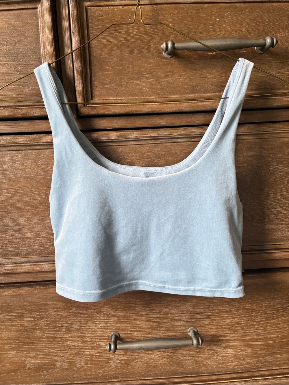 Athleta velvet Pale Blue Scoop-Neck Sports Bra